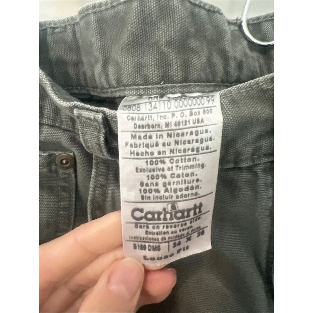 Carhartt Loose Original Fit Canvas Carpenter Utility Pants Gray 34x36 - Picture 4 of 8